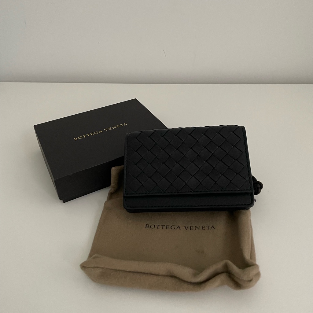 Bottega Veneta Black Leather Card Case